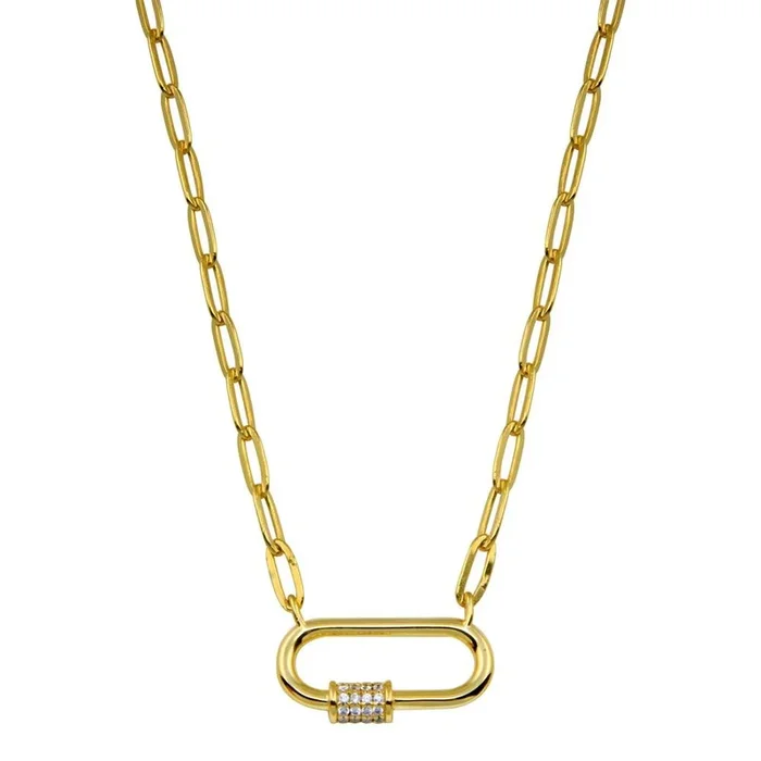 Collar ovalado con circonitas cúbicas en plata de ley 925 bañado en oro – STP01801GP