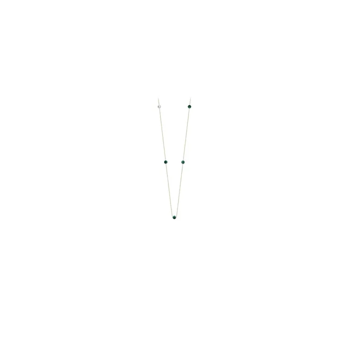 Collier Claverin Hope Five en or jaune perle blanche et perles de malachite