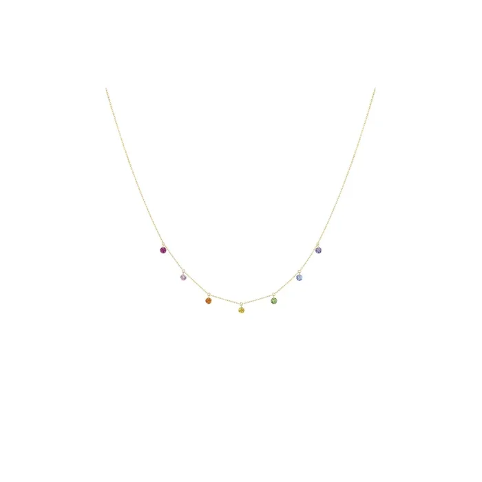 Collier La Brune et La Blonde Confetti Rainbow en or jaune et pierres précieuses 0,90 carat