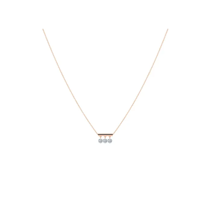 Collier Pampilles en or rose 3 diamants brillant 0,60 ct – Lepage