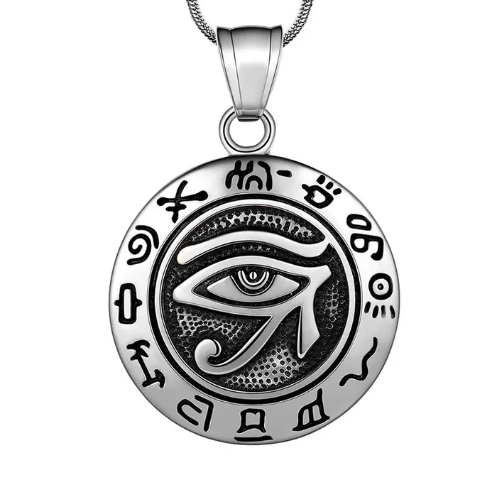 Collier pendentif œil d’horus pour hommes, amulette, bijoux en acier inoxydable 316L