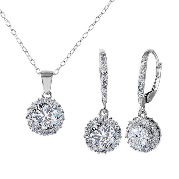 Conjunto de halo chapado en rodio de plata 925 – BGS00463