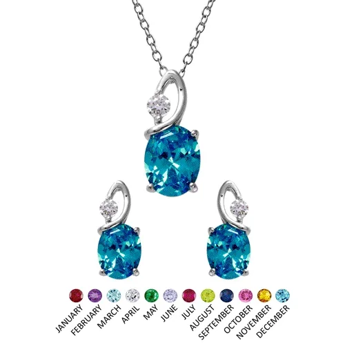 Conjunto de piedras de nacimiento ovaladas retorcidas en plata de ley 925 rodiada – BGS00510