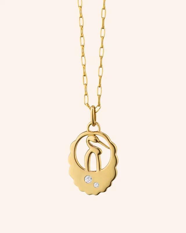 Crane Necklace with Diamonds