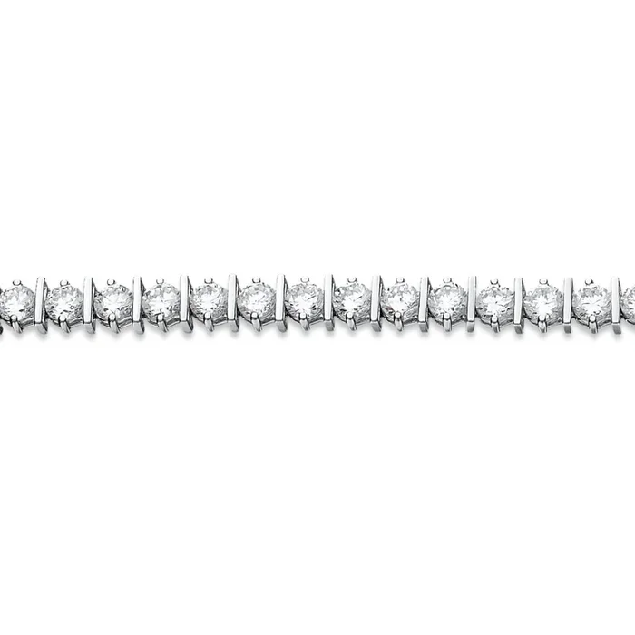 Crislu Platinum Plated Sterling Silver Round Cubic Zirconia 7-inch Tennis Bracelet