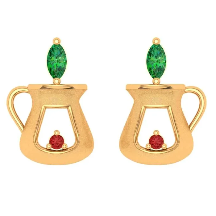 crystal Brass 18k Gold Earring