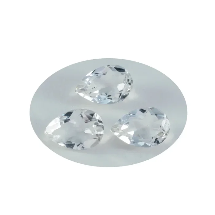 Crystal Quartz 1PC Chunky 13×18 MM Pear Faceted White Luster Semi Precious Loose Gems