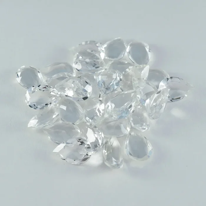 Crystal Quartz 1PC Medium 7×10 MM Pear Faceted White Superior Semi Precious Loose Gemstone