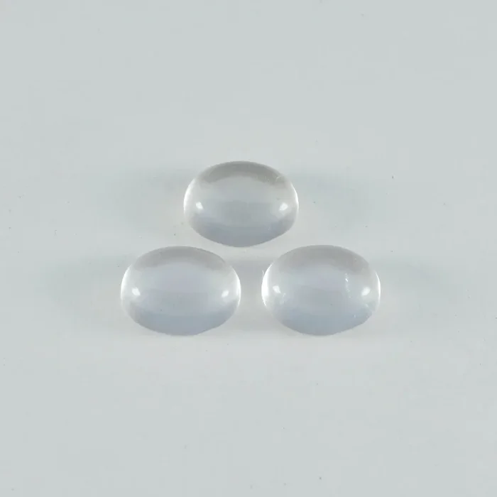 Crystal Quartz 1PC Medium 8×10 MM Oval Cabochon White Sparkling semi Precious Semi Precious Gemstone