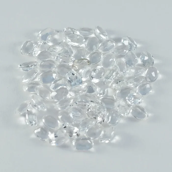 Crystal Quartz 1PC Small 6×9 MM Oval Faceted White Fiery Semi Precious Loose Gemstone