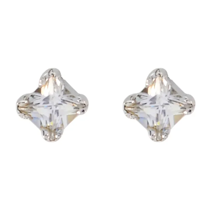 Crystal Quartz Australian Ling Solitaire Stud White 925 Sterling Silver Earring