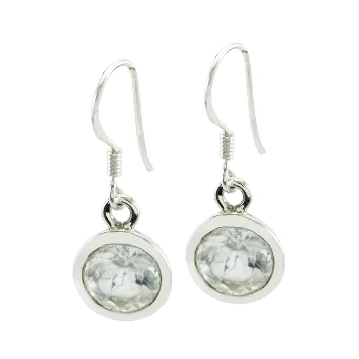 Crystal Quartz Japanese Hye-jin Solitaire Dangle White 92.5 Silver Earring