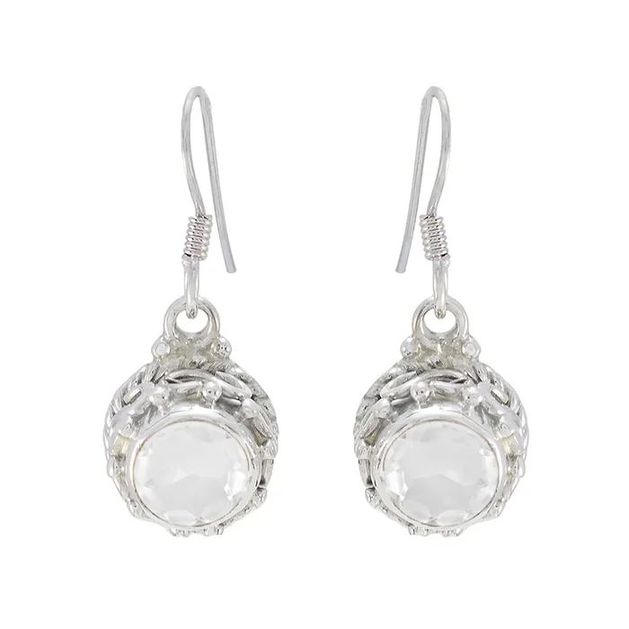 Crystal Quartz Korean Hua multiple Dangle White 925 Silver Earring