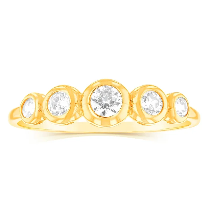 Cubic Zirconia Cocktail Ring in 9ct Yellow Gold
