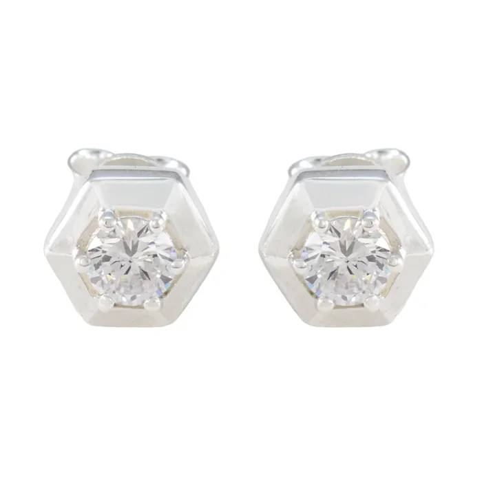 Cubic Zirconia Egyptian Cecilia Solitaire Stud White Sterling Silver Earring