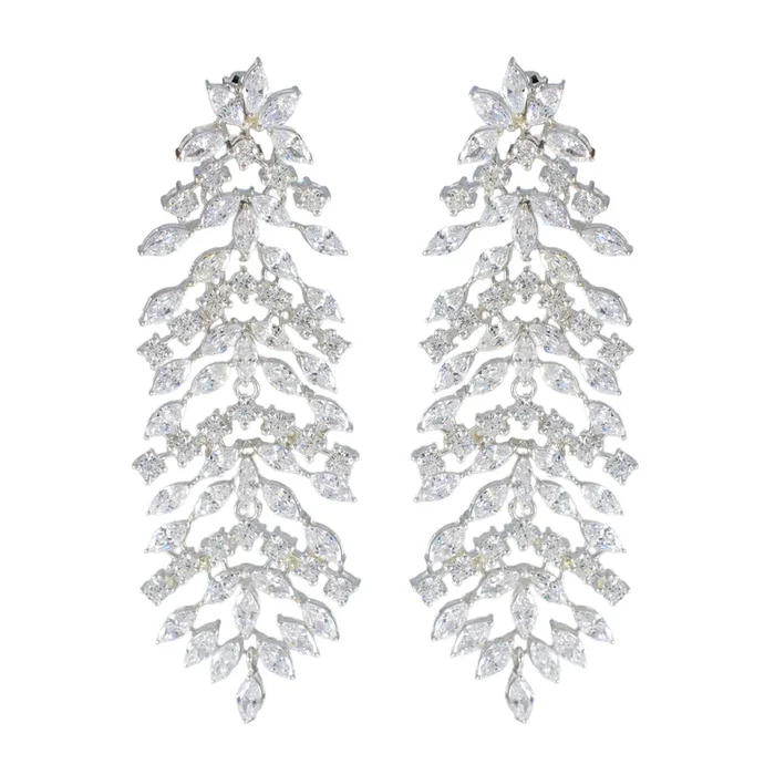 Cubic Zirconia Indian Araya multiple Stud White 925 Sterling Silver Earring