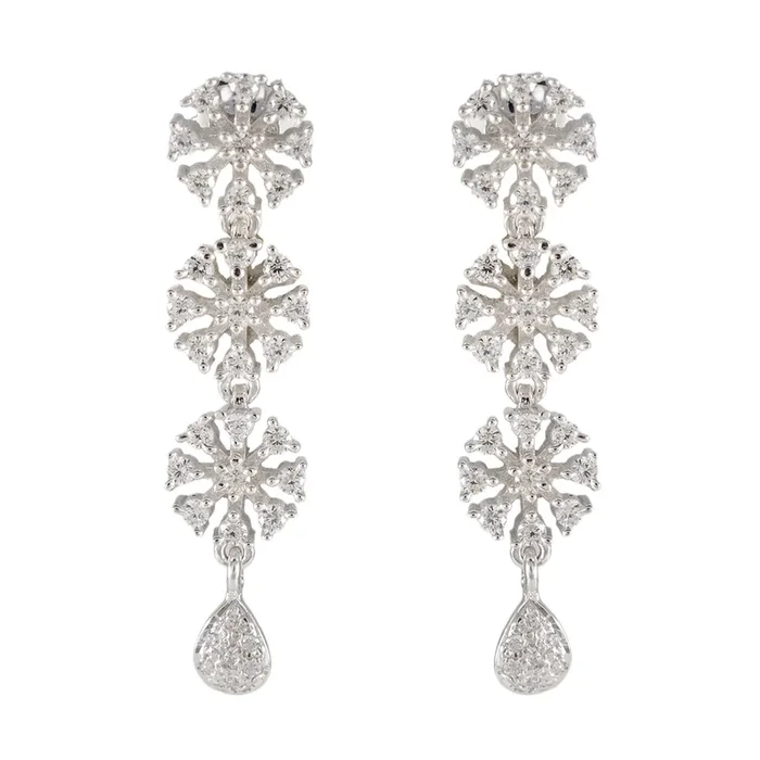 Cubic Zirconia Indian Ayesha multiple Stud White 925 Silver Earring
