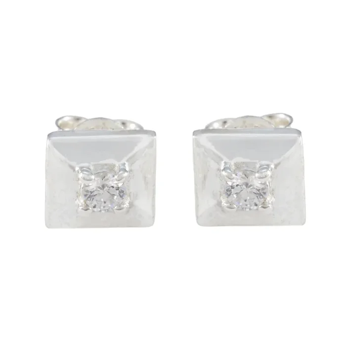Cubic Zirconia Korean Constanza Solitaire Stud White 92.5 Silver Earring