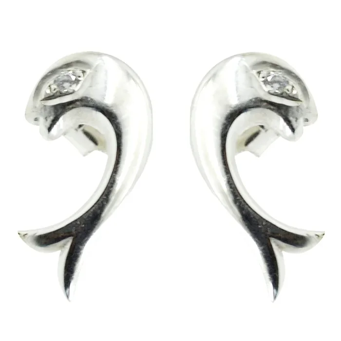 Cubic Zirconia Middle Eastern Inès Solitaire Stud White Silver Earring