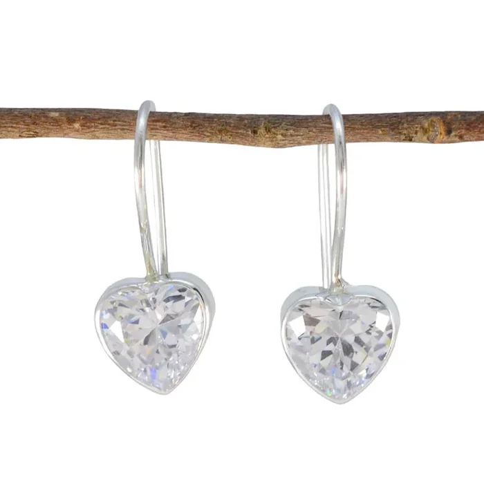 Cubic Zirconia Moroccan Greta Solitaire Dangle White 925 Sterling Silver Earring