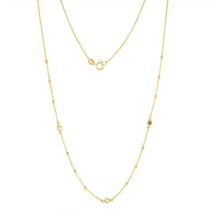 Cubic Zirconia on Adjustable 45cm Necklace in 9ct Yellow Gold