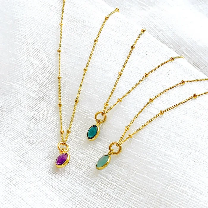 Custom Birthstone Dainty Necklace