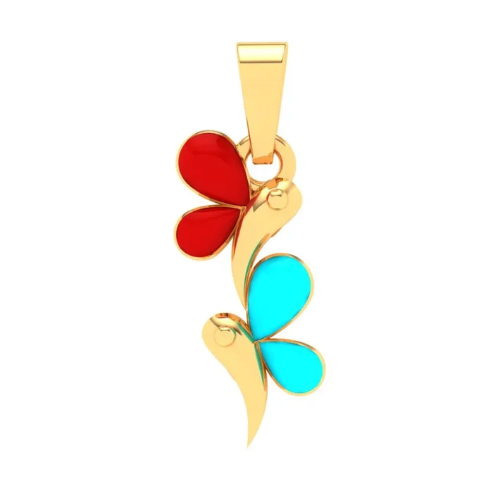 Dainty 22k Gold Twin Butterfly Designer Pendant From Pc Chandra Jewellers