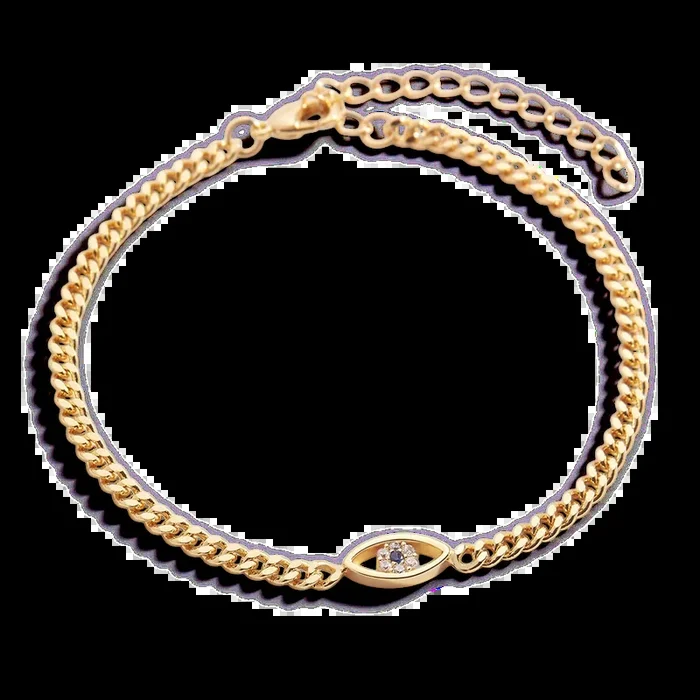 Dainty Cuban Link Chain Evil Eye Bracelet