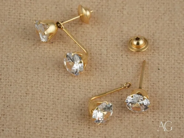 Dazzle Duo | 18K Gold Double CZ Earrings