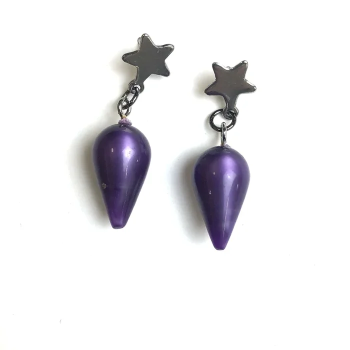 Deep Purple Moonglow StarSpike Earrings