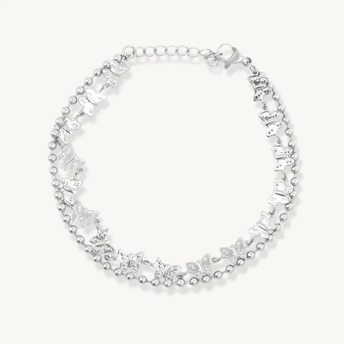 Delicate Butterfly Bead Layer Bracelet