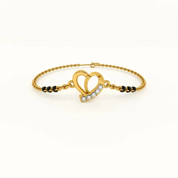 Delicate Heart 925 Sterling Silver Mangalsutra Bracelet | BIS Hallmarked | 18k Gold Vermeil