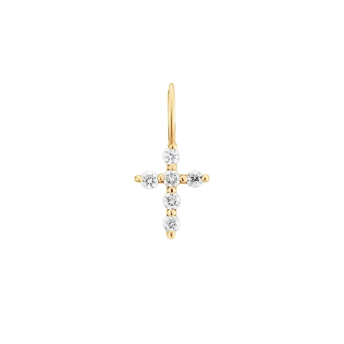 Diamond 14K Yellow Gold Cross Charm