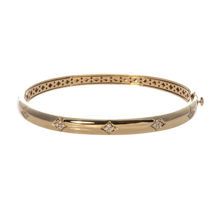 Diamond Kite 14K Yellow Gold Bangle