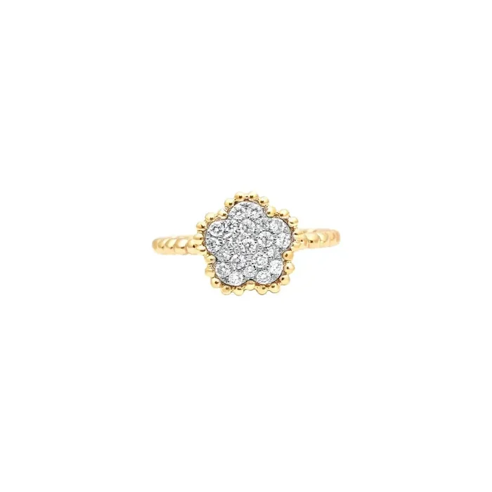 Diamond Pave Clover Flower Ring