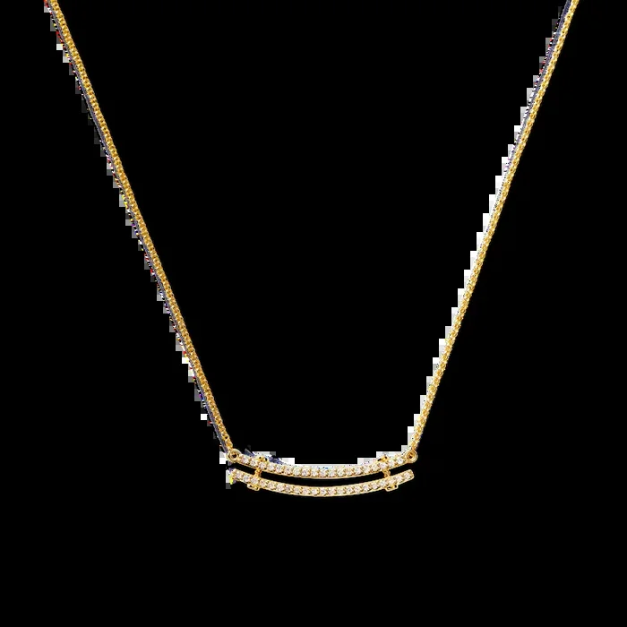 Diamond Pave Rivet Double Row Necklace – Yellow Gold