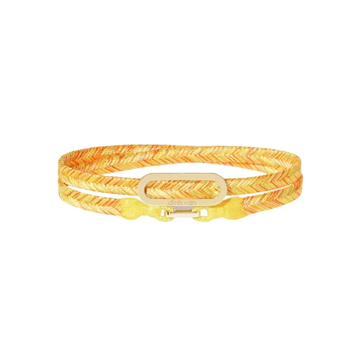Dinh Van double wrap bracelet in yellow gold with yellow woven strap | LEPAGE