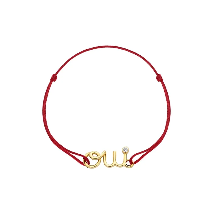 Dior Dioramour bracelet on red cord in yellow gold diamond | LEPAGE