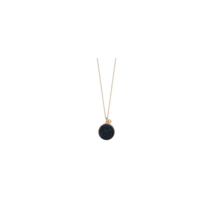 Disc Ever Ginette NY necklace in pink gold and blue sand EVEB – Lepage