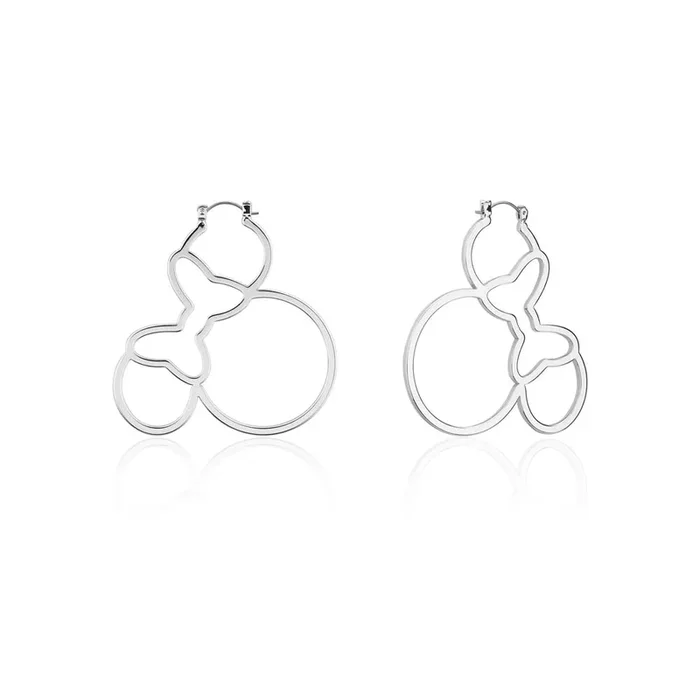Disney Stainless Steel Minnie Mouse Outline 60mm Hoop Earrings