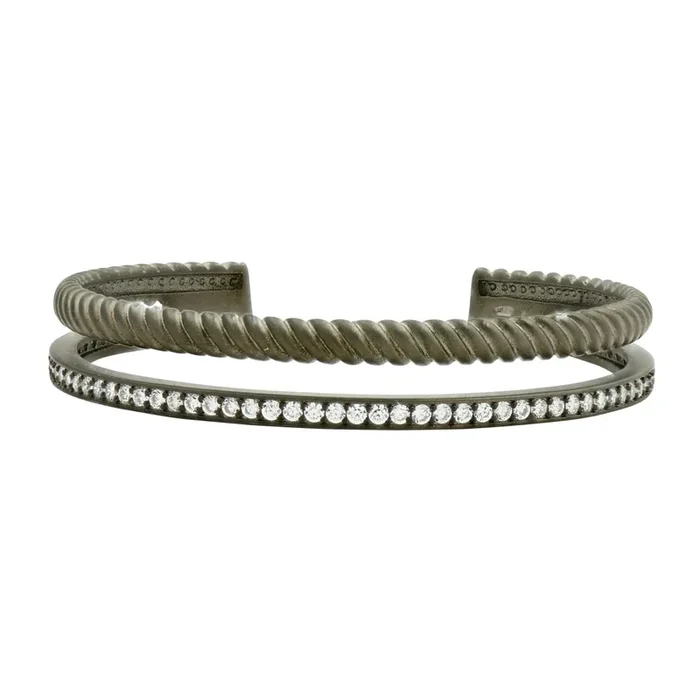 Double Rope Cuff Bangle in Black Gold