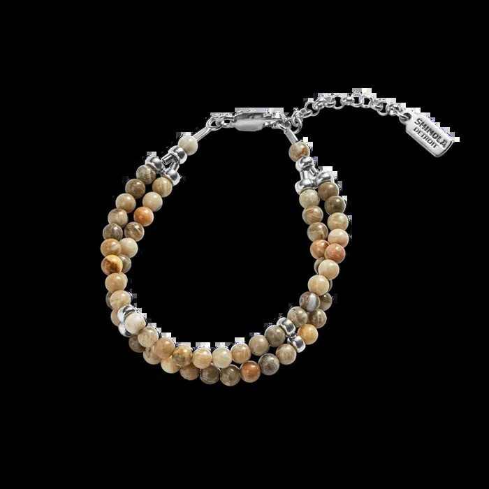Double Row Petoskey Beaded Bracelet – Sterling Silver