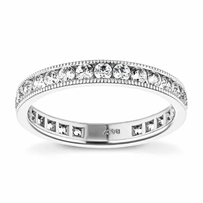 Drew 1 ctw Round Lab Grown Diamond Milgrain Three Quarter Eternity Band