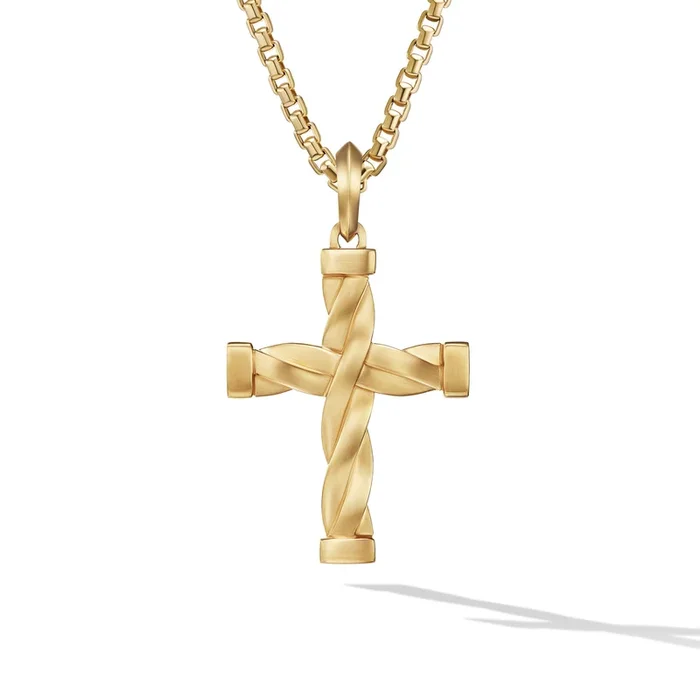 DY Helios™ Cross Pendant in 18K Yellow Gold, 48mm
