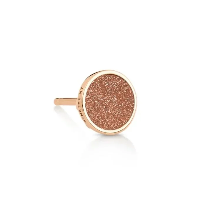 Earring Ginette NY Solo ever gold sandstone disc studin rose gold and sandstone – Lepage