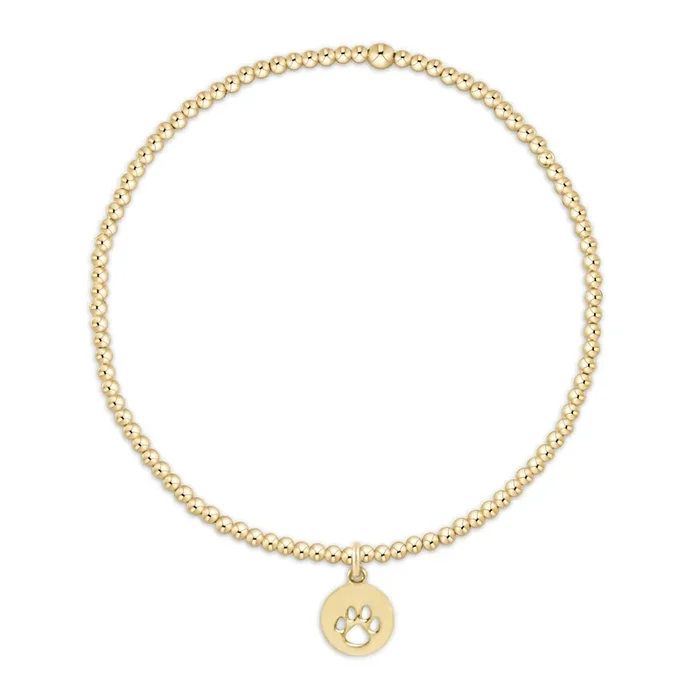 egirl Classic Gold 2mm Bead Bracelet – Paw Print Small Gold Disc