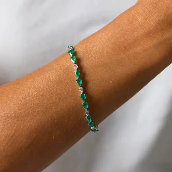 Emerald and Diamond Tennis Bracelet