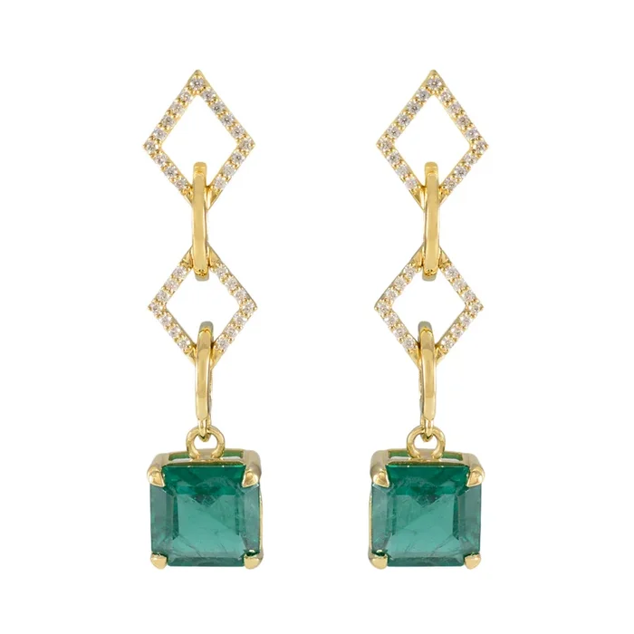 Emerald CZ Indian Dewi multiple Stud Green 925 Silver Earring