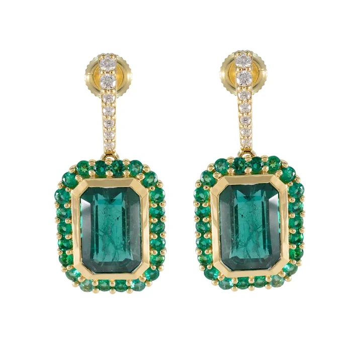 Emerald CZ Indian Kristine multiple Stud Green 925 Sterling Silver Earring