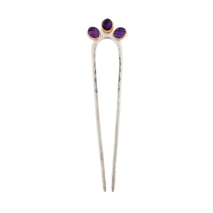 Empire Hair Pin in Amethyst & Silver – Large – FINAL SALE